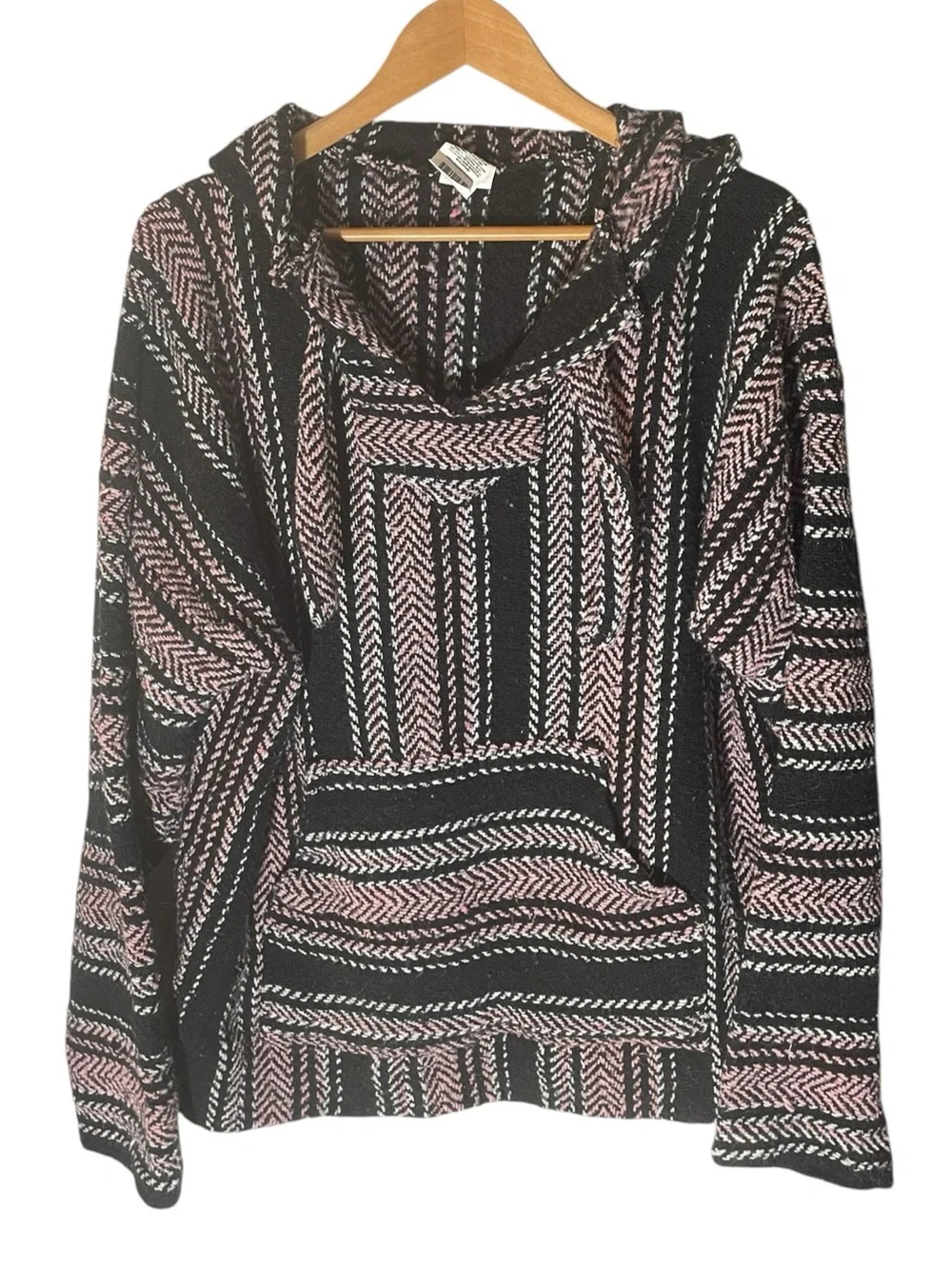 C5- Black & rust Patterned Hooded Sweater rug sweatshirt